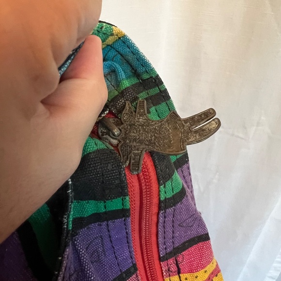 Laurel Burch multicolored Cats & Stripe Canvas Shoulder Tote Bag - Picture 9 of 10